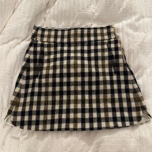 Plaid A-Line Mini Skirt in Black and Cream